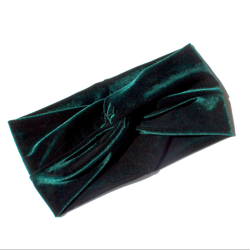 Stretch Velvet Headband Hunter Green